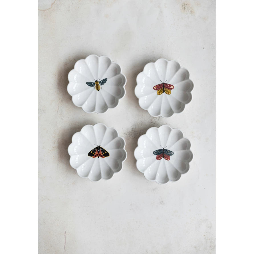 Scalloped Dish with Insect - 4 Styles