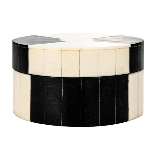 Round Black and Cream Resin Box