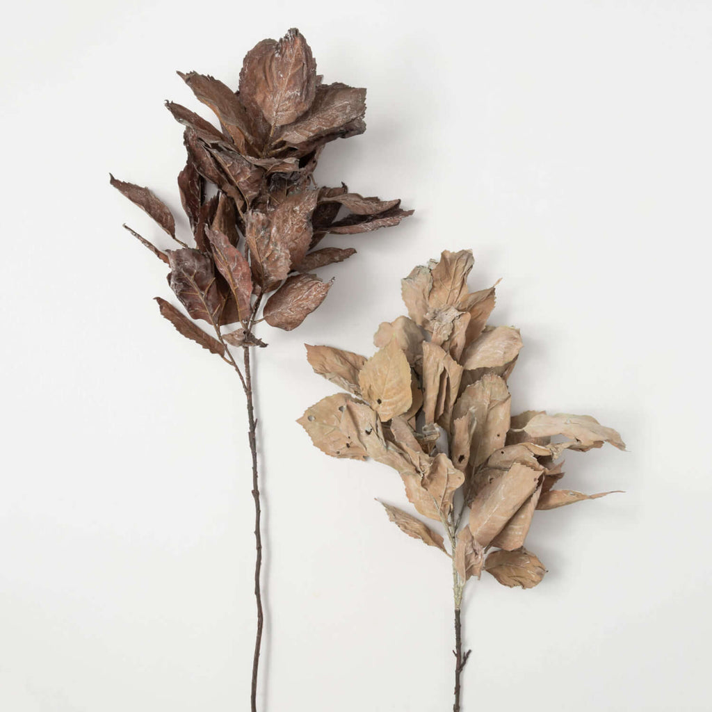 Dried Hydrangea Leaf Spray- FAUX- 2 Colors