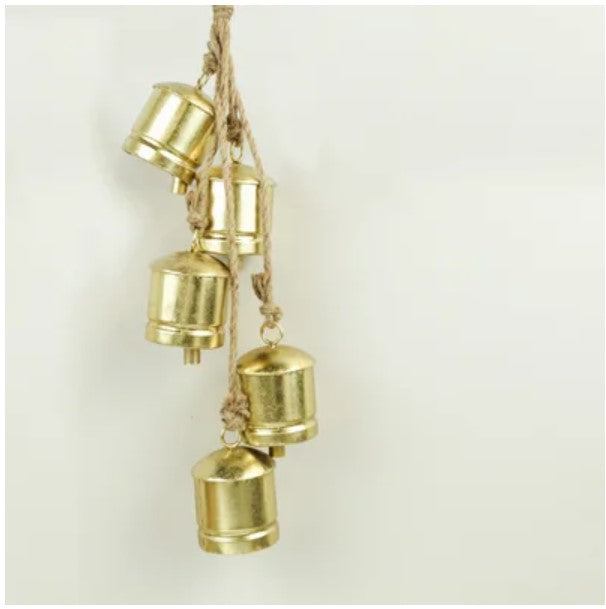 Gold Cowbell Hanger - 5 Bells