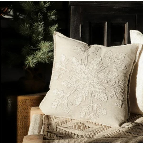 Beige Snowflake Pillow