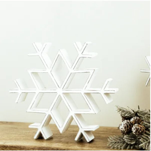 Whitewash Wood Snowflake - Medium