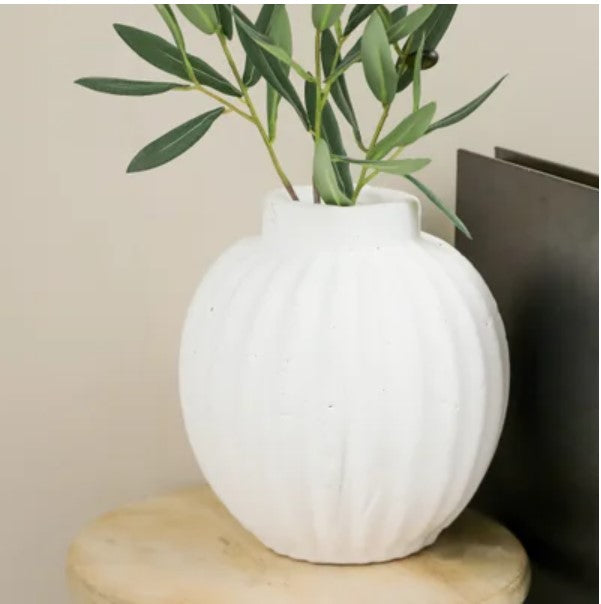 Danni White Lined Ball Vase