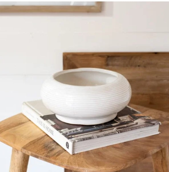 Chloe Raised White Ceramic Bowl