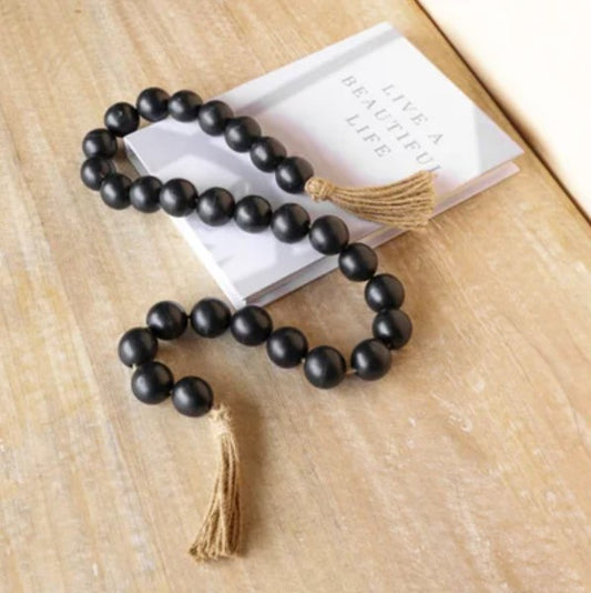 Addie Black Bead Garland with Tassels