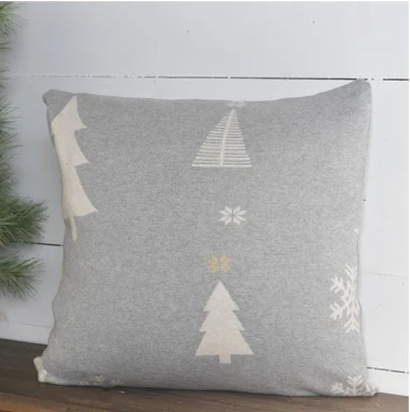 Grey Christmas Tree Pillow
