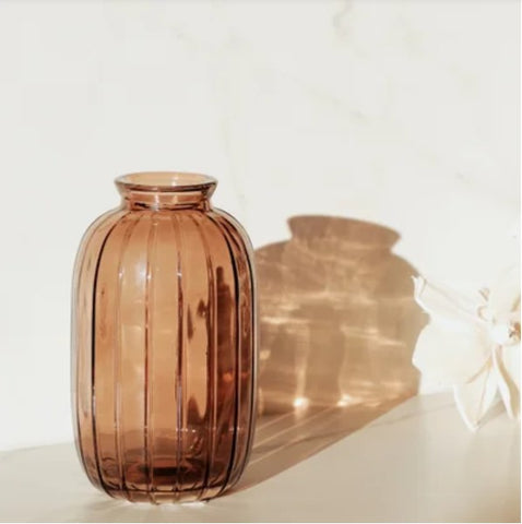 Tall Amber Glass Vase