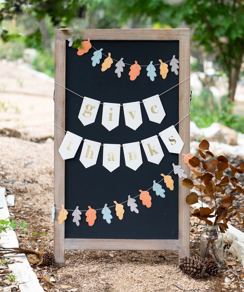 Give Thanks Leaves Banner Set