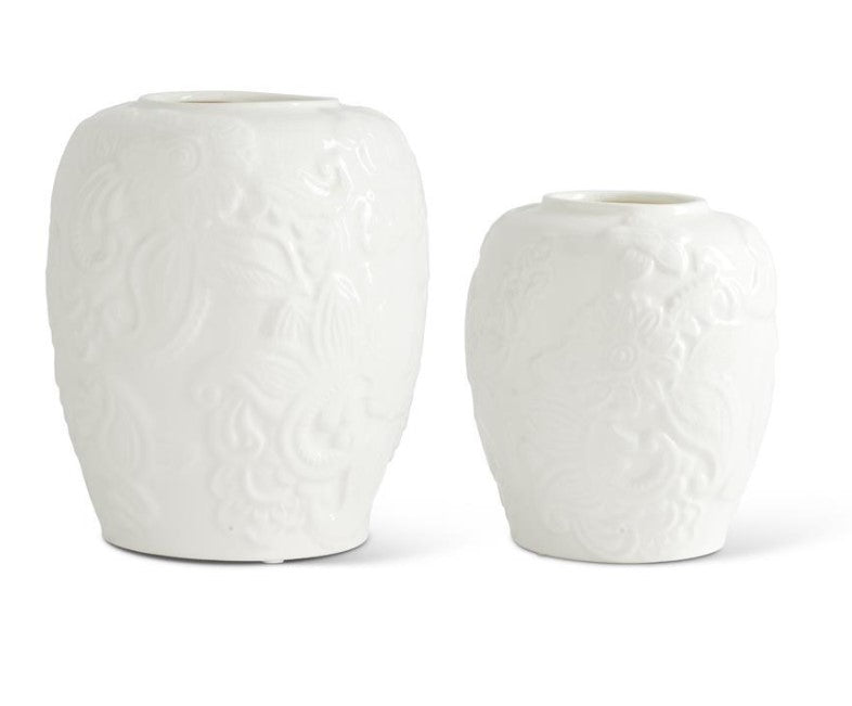 White Ceramic Art Deco Vase - 2 Sizes
