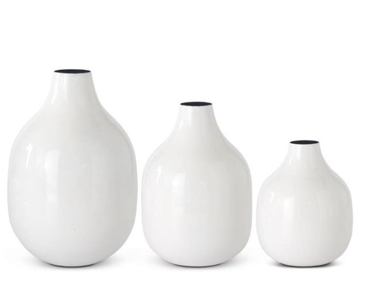 White Enameled Metal Bottle - 3 Sizes