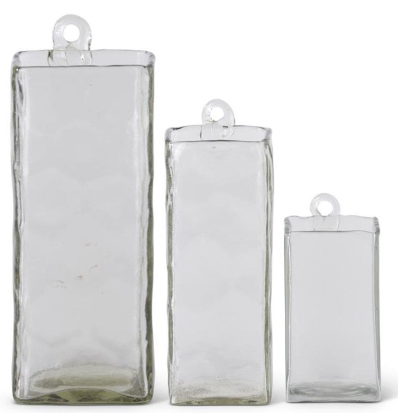 Square Clear Glass Hanging Vases