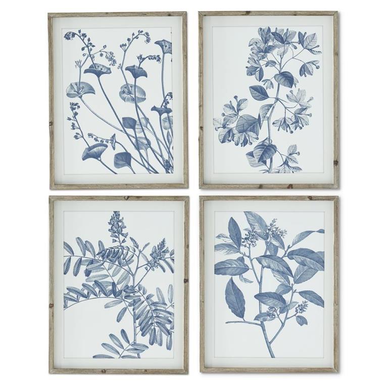 Blue and White Botanical Print - 4 Styles