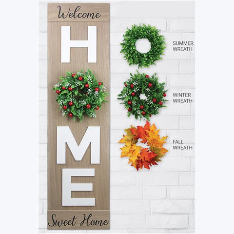 Home Door Hanger with 3 Seasonal Wreaths