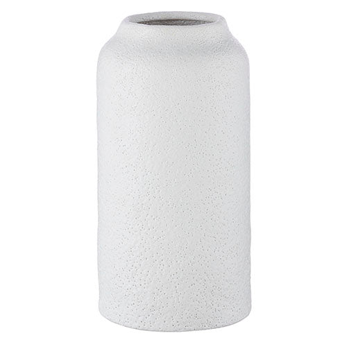 Tall White Stoneware Textured Vase