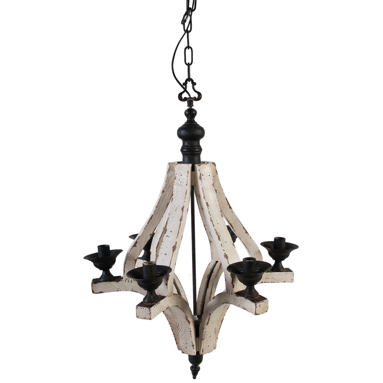 Distressed 6 Light Wood Chandelier - Out of the Woodwork Designs