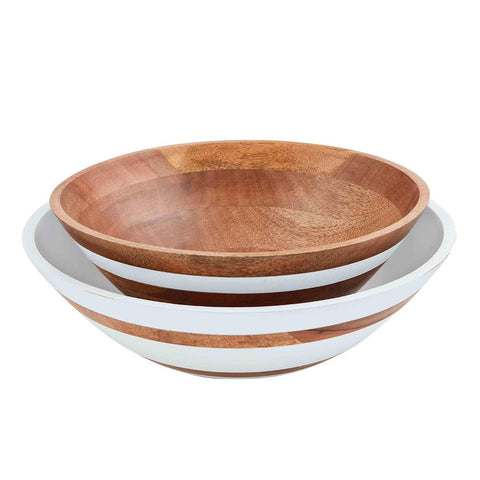 White and Wood Striped Bowl - 2 Sizes