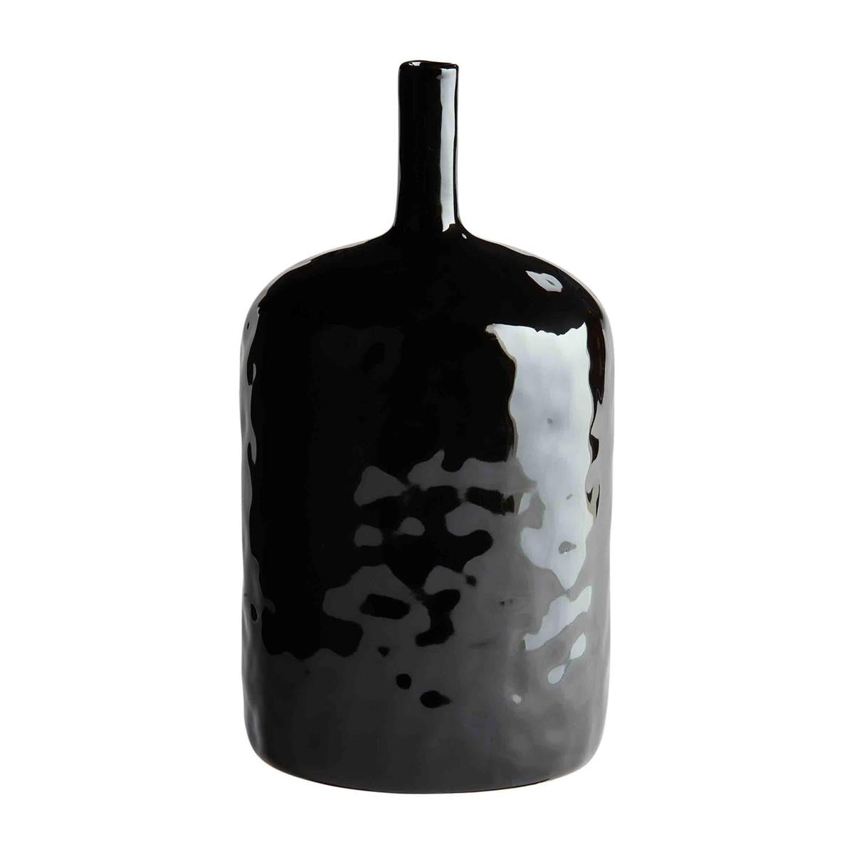 Glazed Black Stoneware Vase - Large