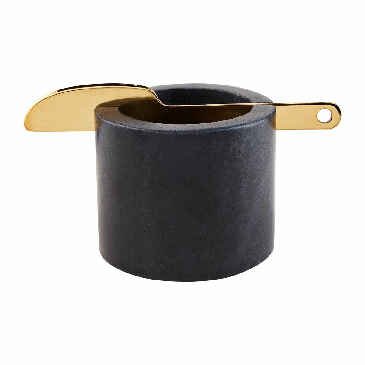 Black Marble Cup with Spreader