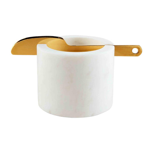 White Marble Cup with Spreader