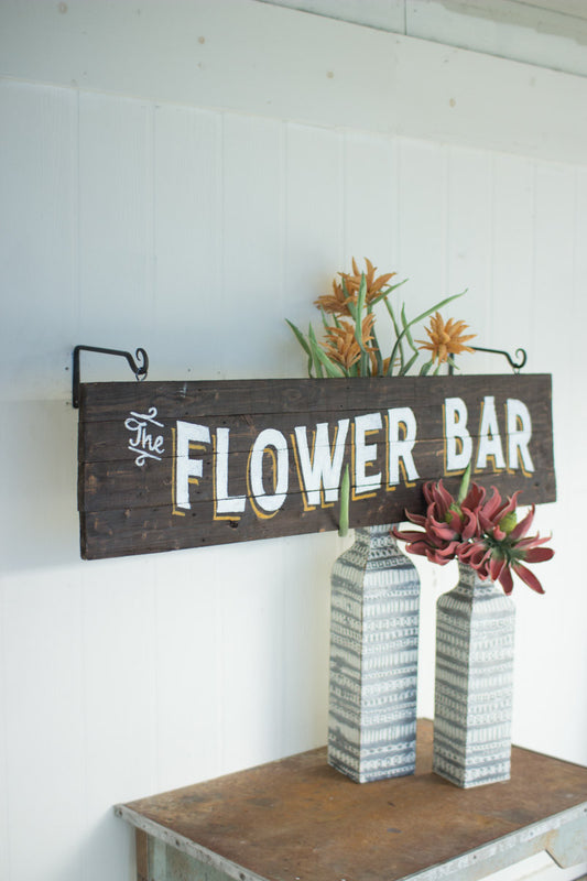 Wood Flowers Bar Sign