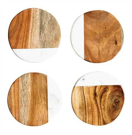 Marble and Mango Wood Coasters - Out of the Woodwork Designs