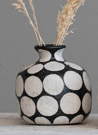 Black and Cement Dot Vase