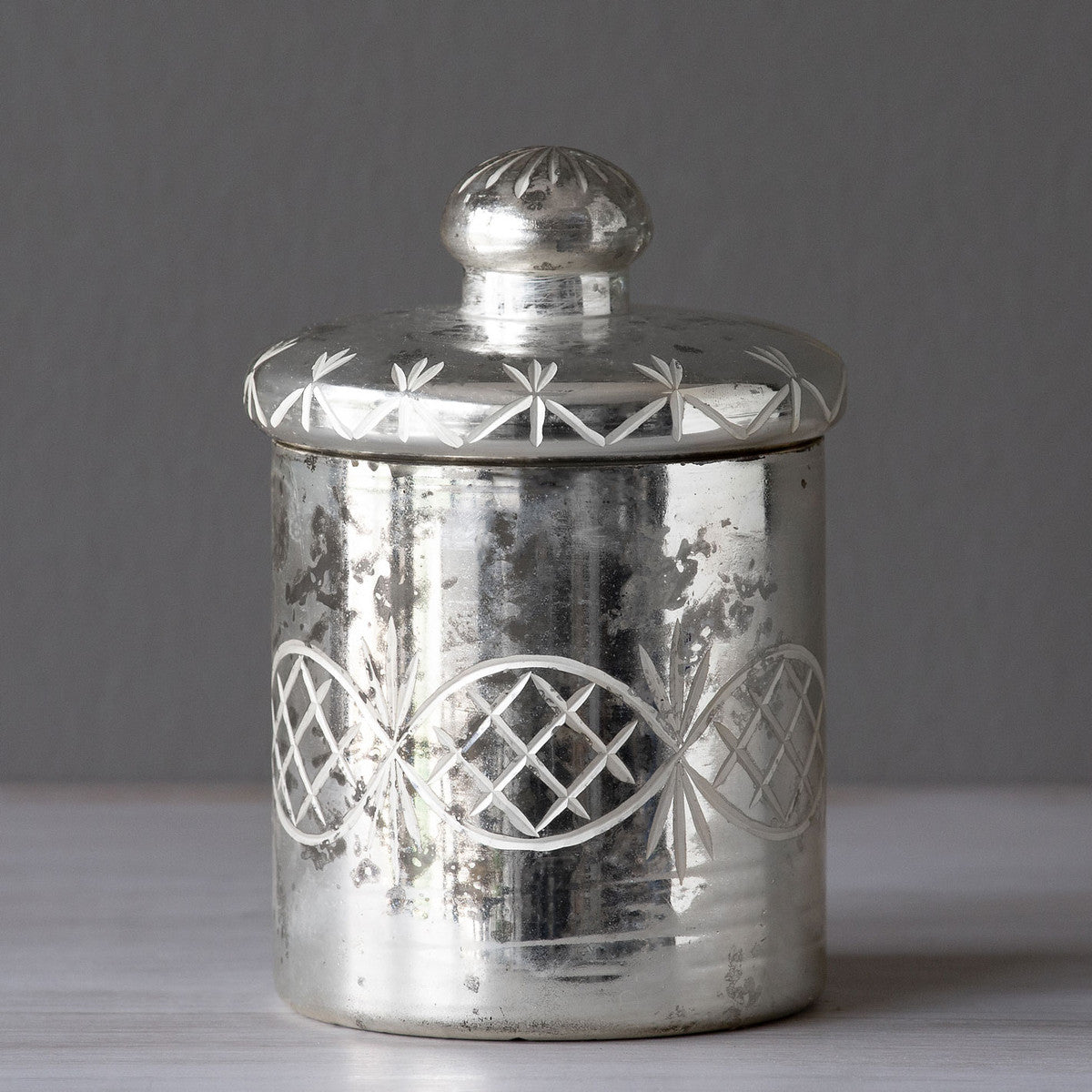 Brin Mercury Glass Jar with Lid