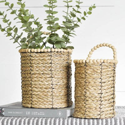 Beaded Seagrass Planter 2 Sizes