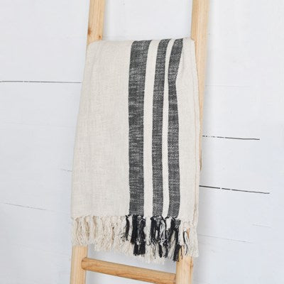 Natural and Black Wide Striped Throw