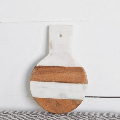Horizontal Round Marble and Wood Board