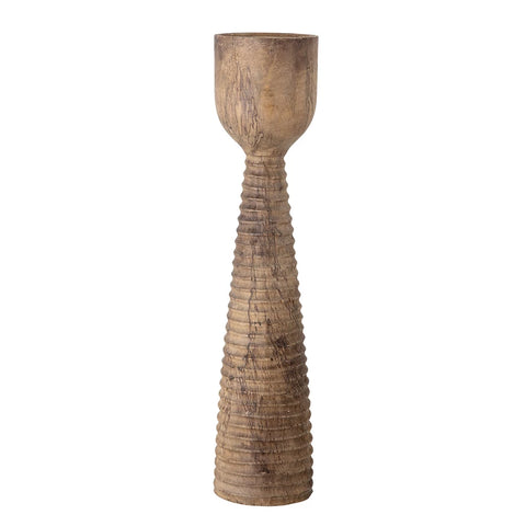 Jax Carved Wood Candle Holder