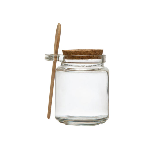 Glass Jar with  Cork Lid & Wood Spoon