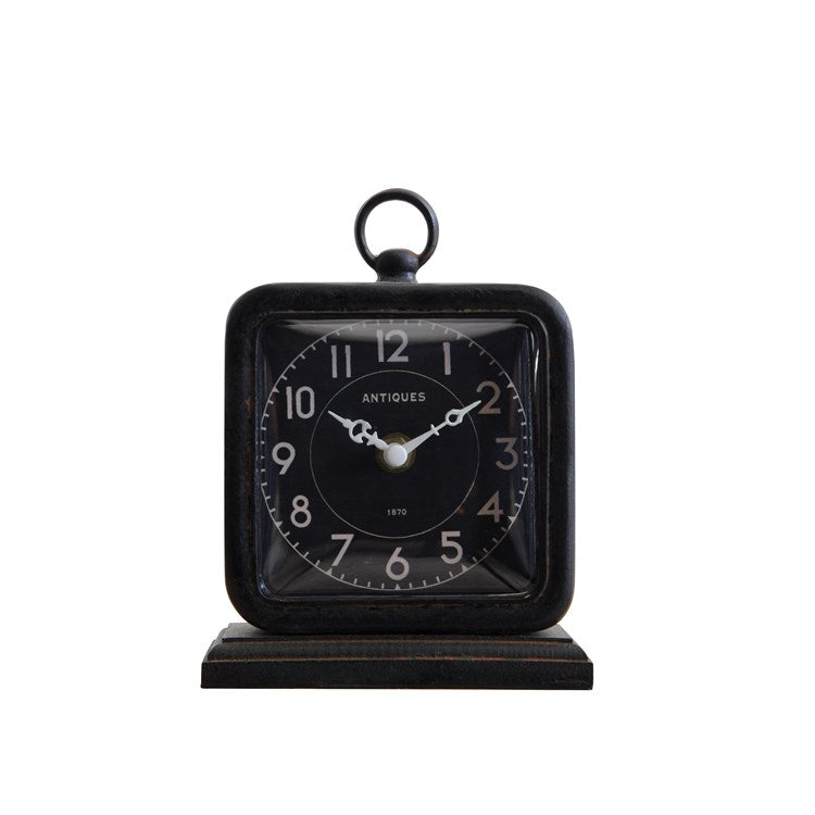 Pewter Table Clock - Black