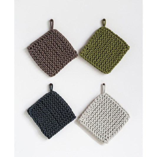Cotton Crocheted Pot Holder - 4 Colors