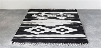 Black & Cream Hand Woven Wool Blend Rug - Out of the Woodwork Designs