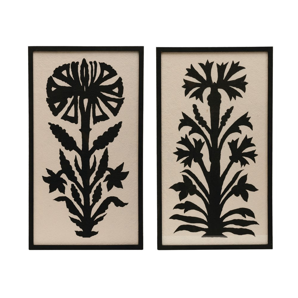 Black and Beige Framed Floral Print 2 Styles