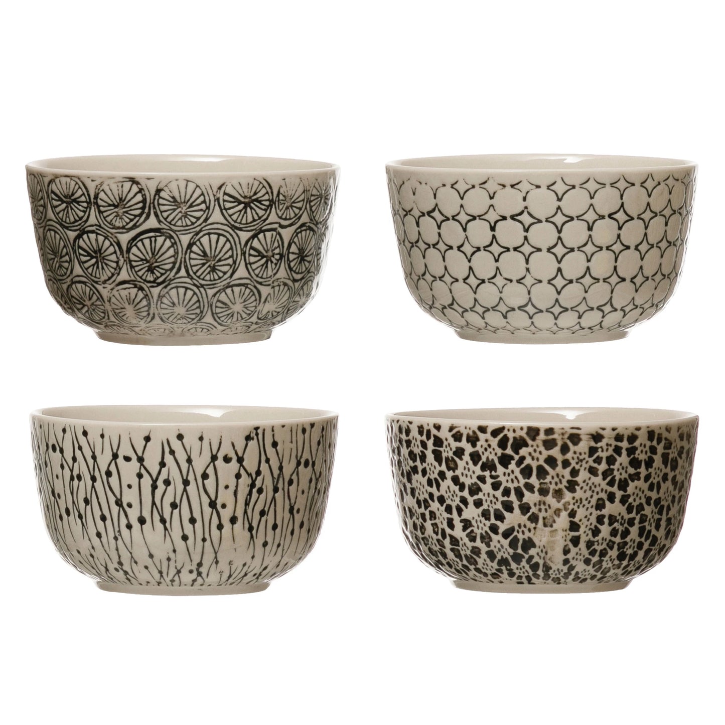 Hand-Stamped Stoneware Bowl - 4 Styles