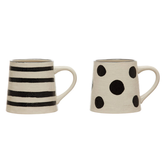 Cream and Black Linen Finish Mug - 2 Styles