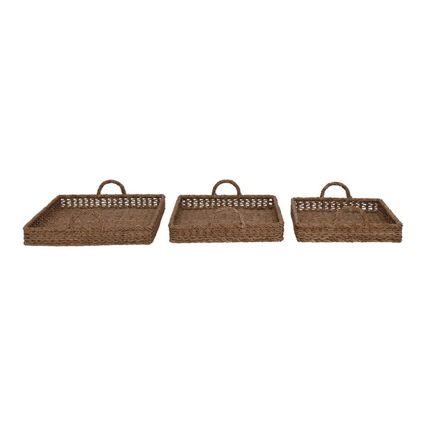 Water Hyacinth and Rattan Tray - 3 Sizes
