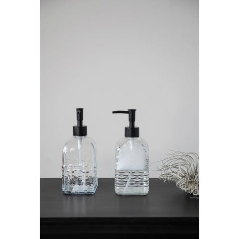 Embossed Glass Soap Pump - 2 Styles