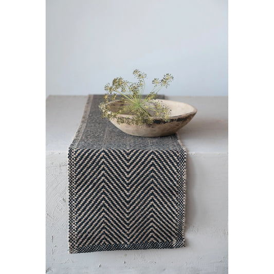 Jute and Cotton Chevron Table Runner