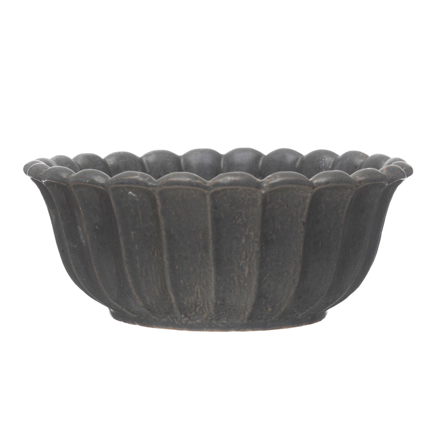 Speckled Charcoal Flower Stoneware Bowl