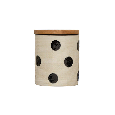 Cream and Black Dot Canister