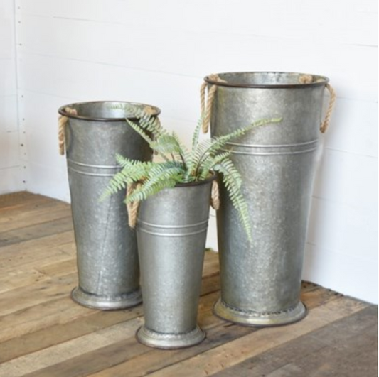 Old Galvanized Tall Pots - 3 Sizes