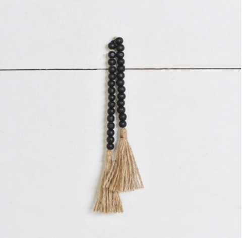 20" Black Beads with Tassels