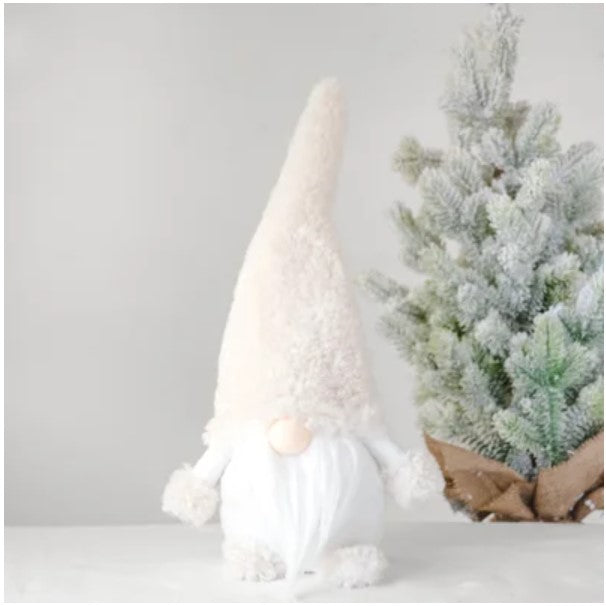 Small White Fuzzy Holiday Gnome
