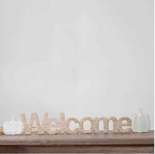 Welcome Sign with Pumpkins