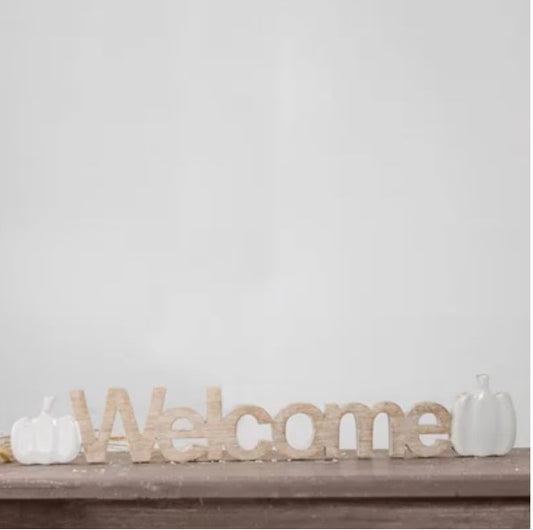 Welcome Sign with Pumpkins