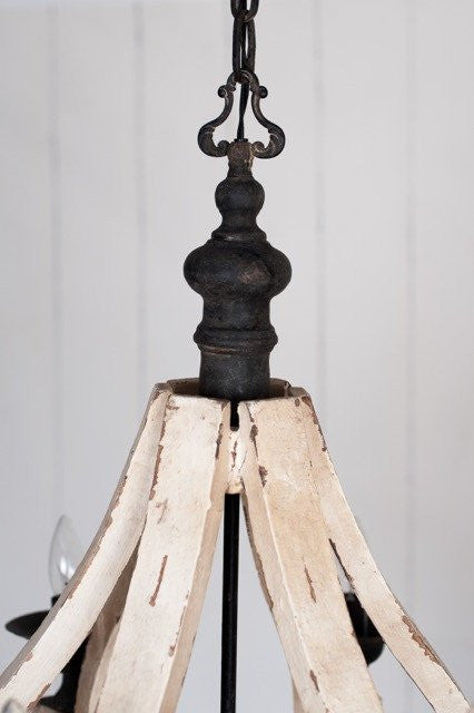 Distressed 6 Light Wood Chandelier - Out of the Woodwork Designs