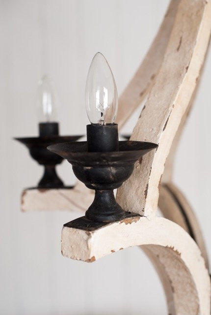 Distressed 6 Light Wood Chandelier - Out of the Woodwork Designs